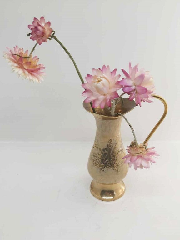 Small Brass & Pearlised Enamel Pitcher Vase