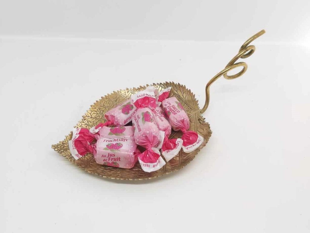 Brass Vine Leaf with Tendril Dish