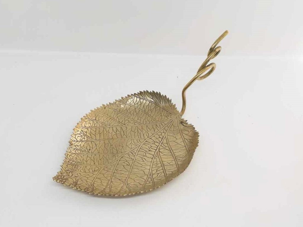 Brass Vine Leaf with Tendril Dish