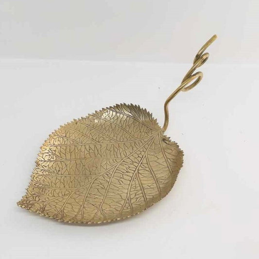 Brass Vine Leaf with Tendril Dish