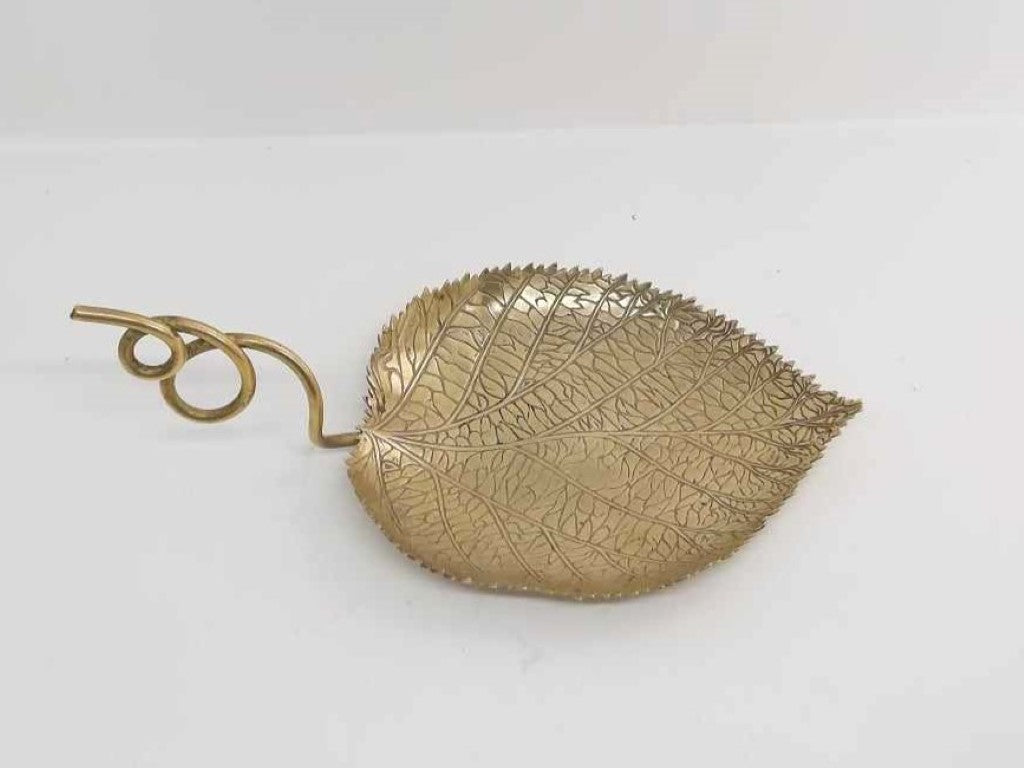 Brass Vine Leaf with Tendril Dish