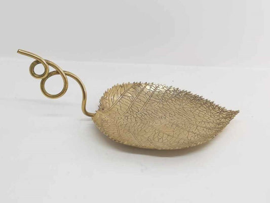 Brass Vine Leaf with Tendril Dish
