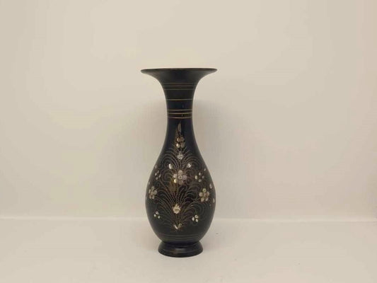 Vintage Black Etched Brass Vase