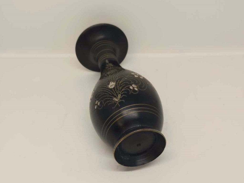 Vintage Black Etched Brass Vase