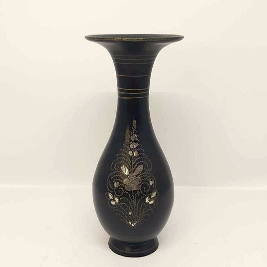 Vintage Black Etched Brass Vase