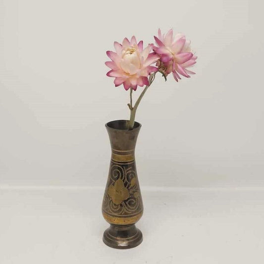 Two Toned Tiny Etched Brass Bud Vase