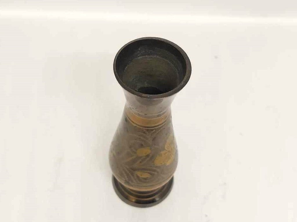 Two Toned Tiny Etched Brass Bud Vase