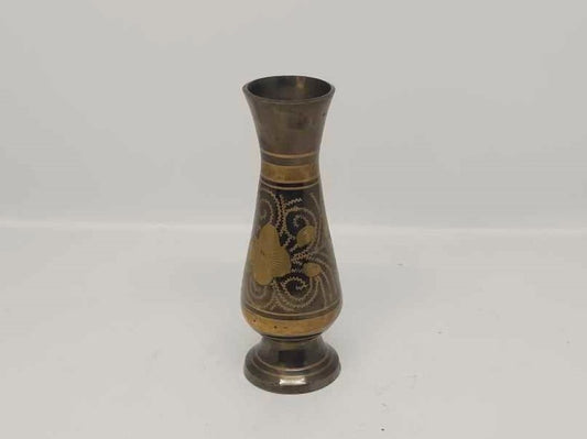 Two Toned Tiny Etched Brass Bud Vase