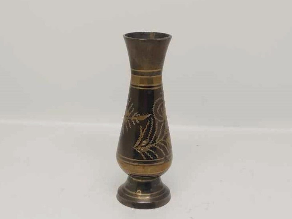 Two Toned Tiny Etched Brass Bud Vase
