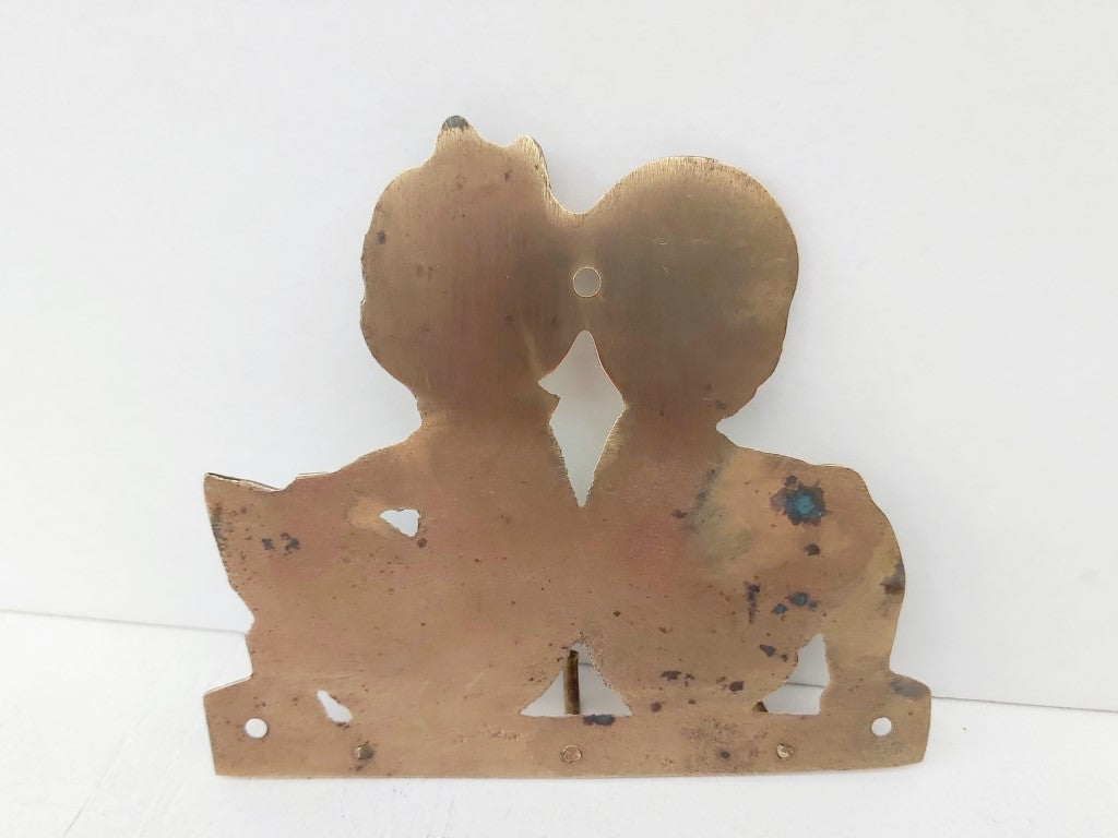 Vintage Girl & Boy Brass Key Holder