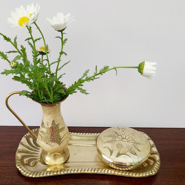 Enamelled Brass Pitcher / Vase