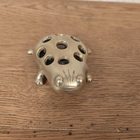 Brass Frog Flower Frog