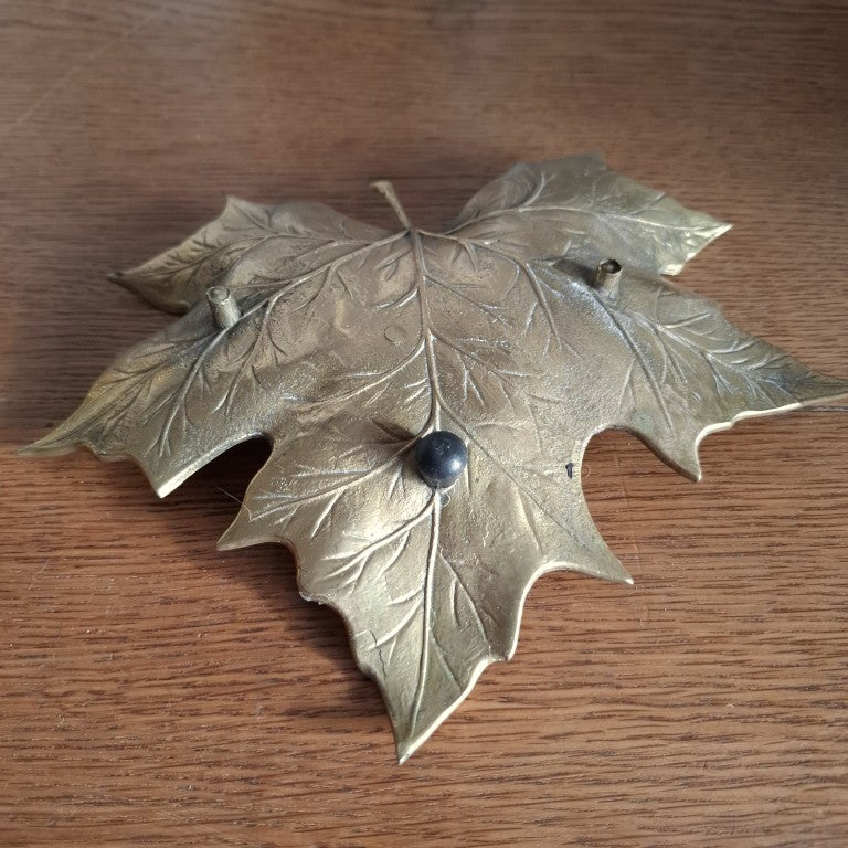 Vintage Brass Maple Leaf Dish