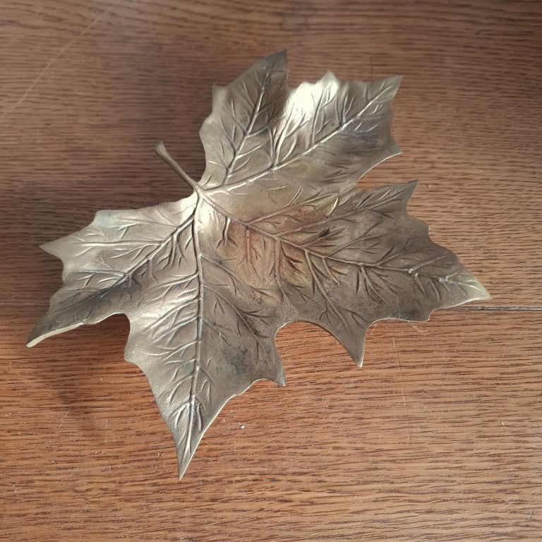 Vintage Brass Maple Leaf Dish