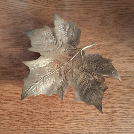 Vintage Brass Maple Leaf Dish