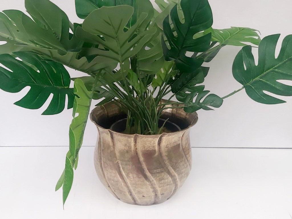 MCM Hammered Brass Planter