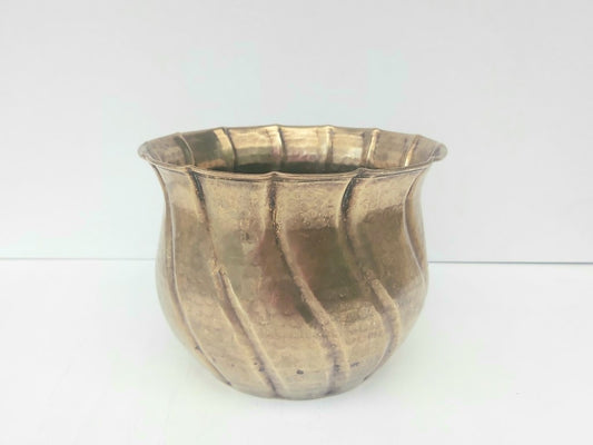MCM Hammered Brass Planter