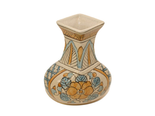 Rare Shape Floral Painted Vase