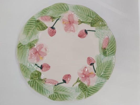 Vintage Majolica Strawberries Plate
