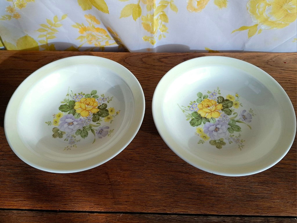 Pair of Crown Lynn Clifton Wood Serenade Bowls