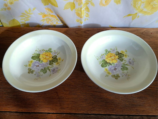Pair of Crown Lynn Clifton Wood Serenade Bowls