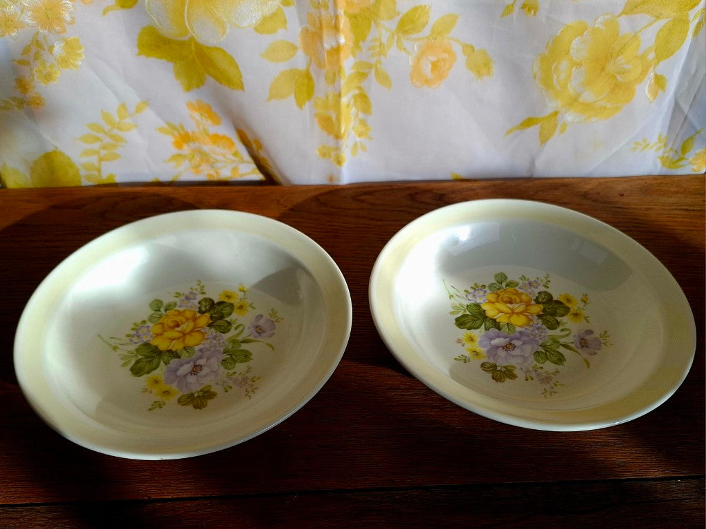 Pair of Crown Lynn Clifton Wood Serenade Bowls
