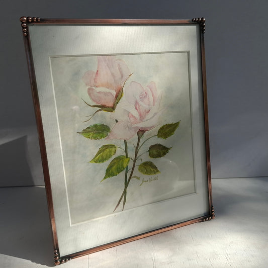 Copper Framed Rose Watercolour Painting by Jean Veitch