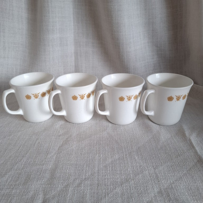 Corningware Corelle Butterfly Gold Milk Glass Coffee Cups