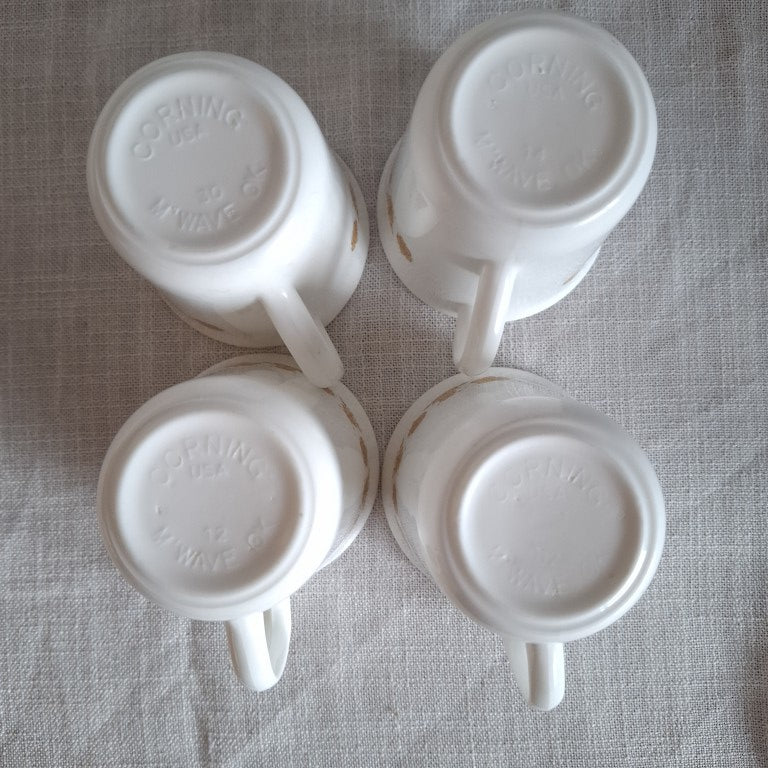 Corningware Corelle Butterfly Gold Milk Glass Coffee Cups