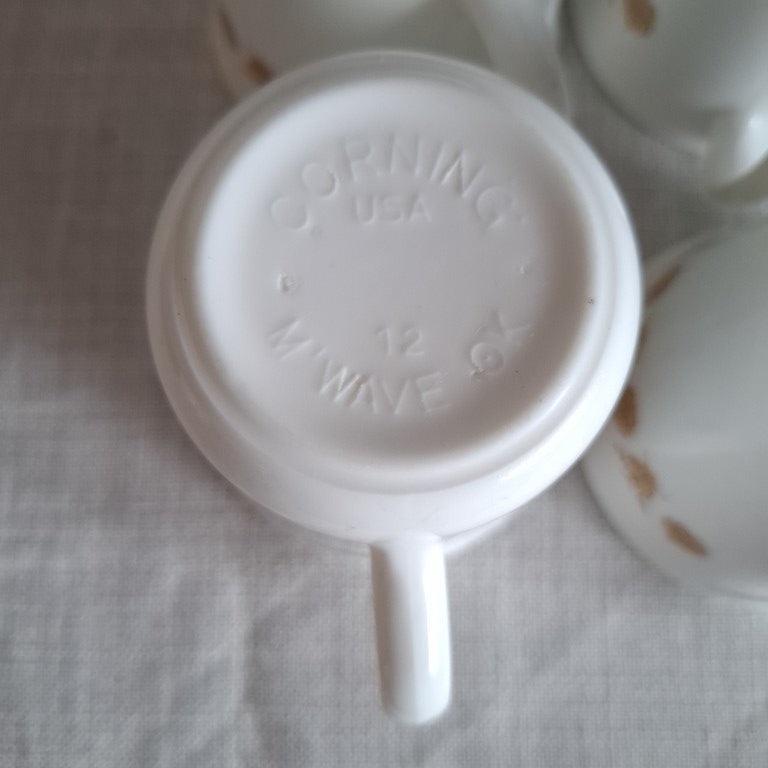 Corningware Corelle Butterfly Gold Milk Glass Coffee Cups