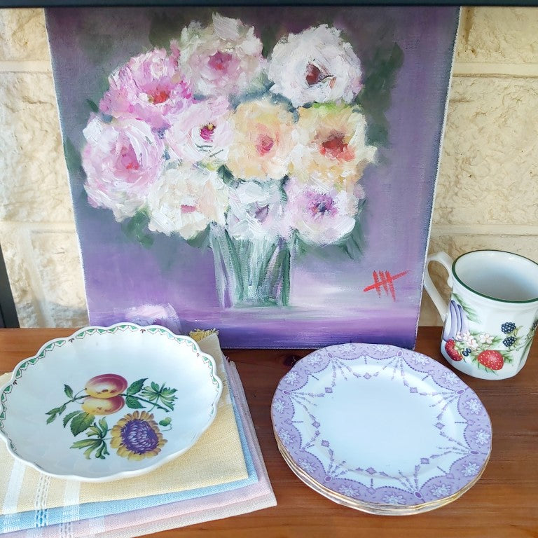 Set of 3 Tuscan English China Mauve Side Plates