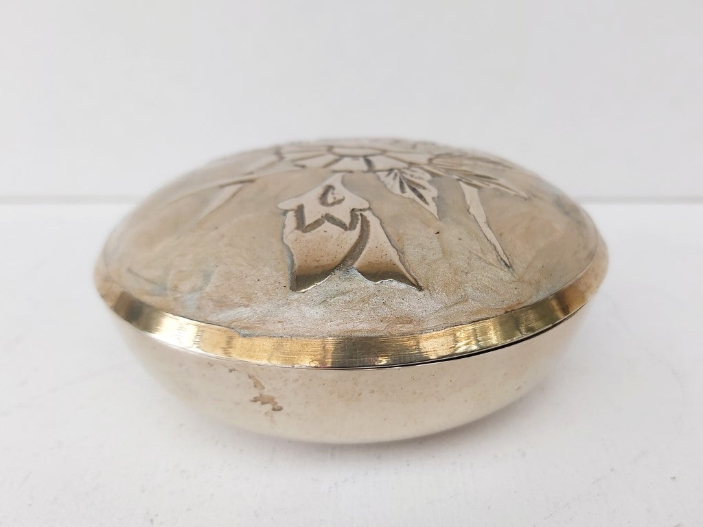 Enamelled Brass Lidded Trinket Dish