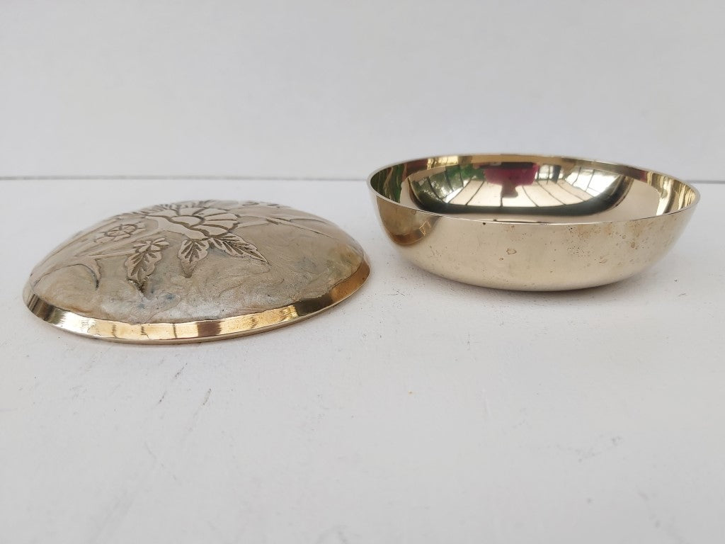 Enamelled Brass Lidded Trinket Dish
