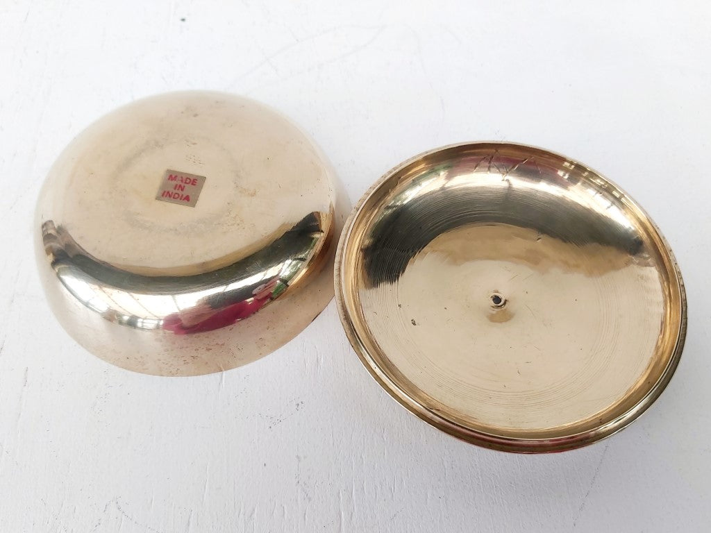 Enamelled Brass Lidded Trinket Dish