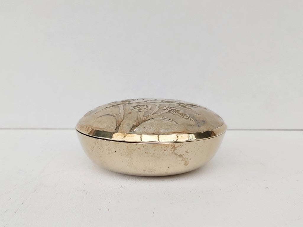 Enamelled Brass Lidded Trinket Dish