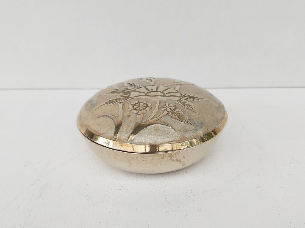 Enamelled Brass Lidded Trinket Dish