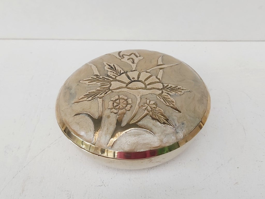 Enamelled Brass Lidded Trinket Dish