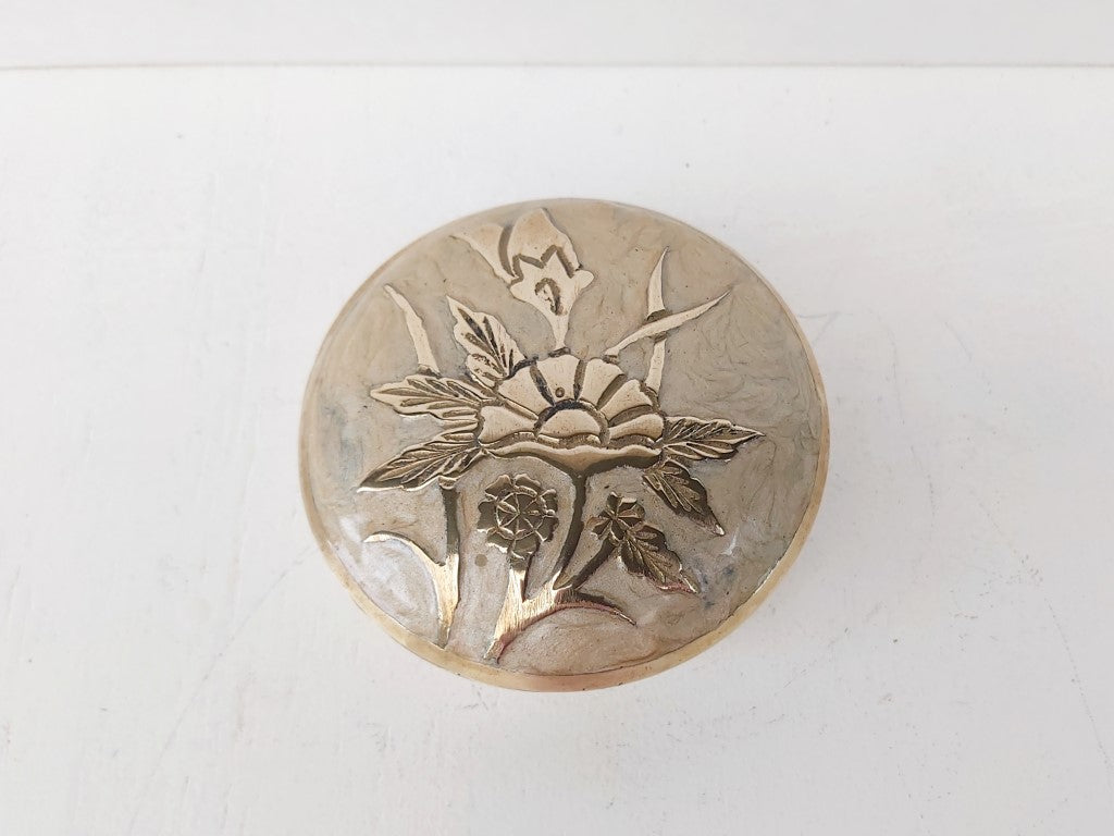 Enamelled Brass Lidded Trinket Dish