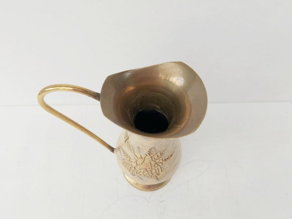 Enamelled Brass Pitcher / Vase