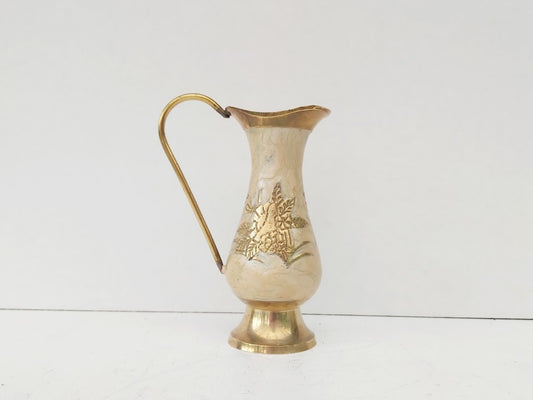 Enamelled Brass Pitcher / Vase