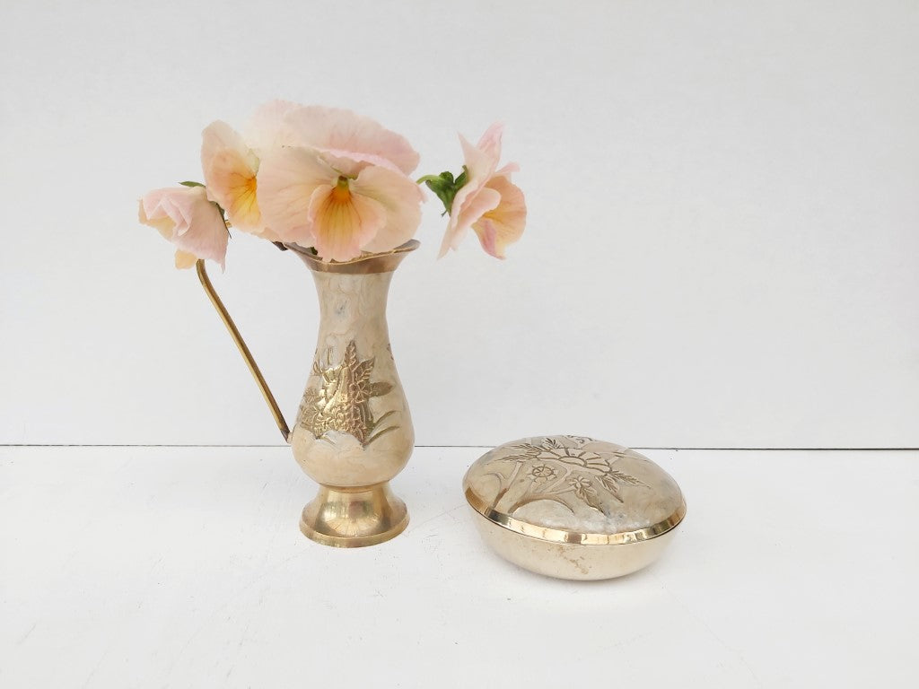 Enamelled Brass Pitcher / Vase