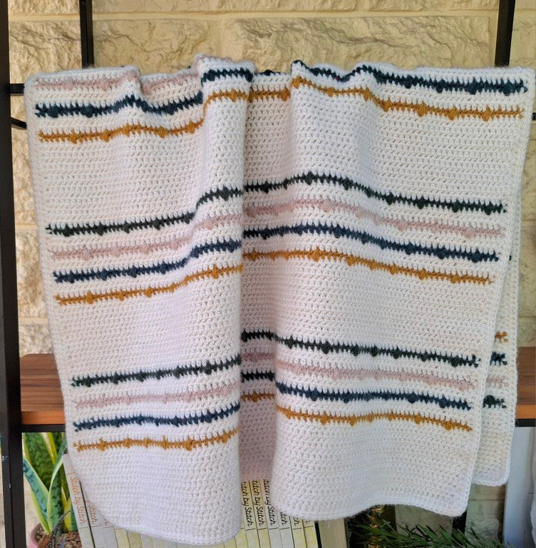 Striped Crochet Wool Baby Blanket
