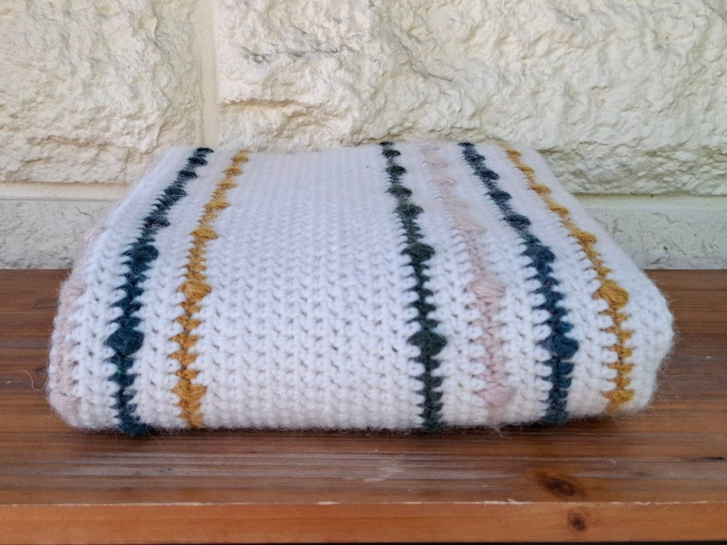 Striped Crochet Wool Baby Blanket