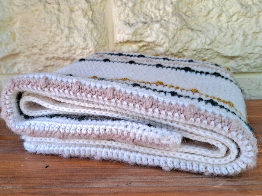 Striped Crochet Wool Baby Blanket