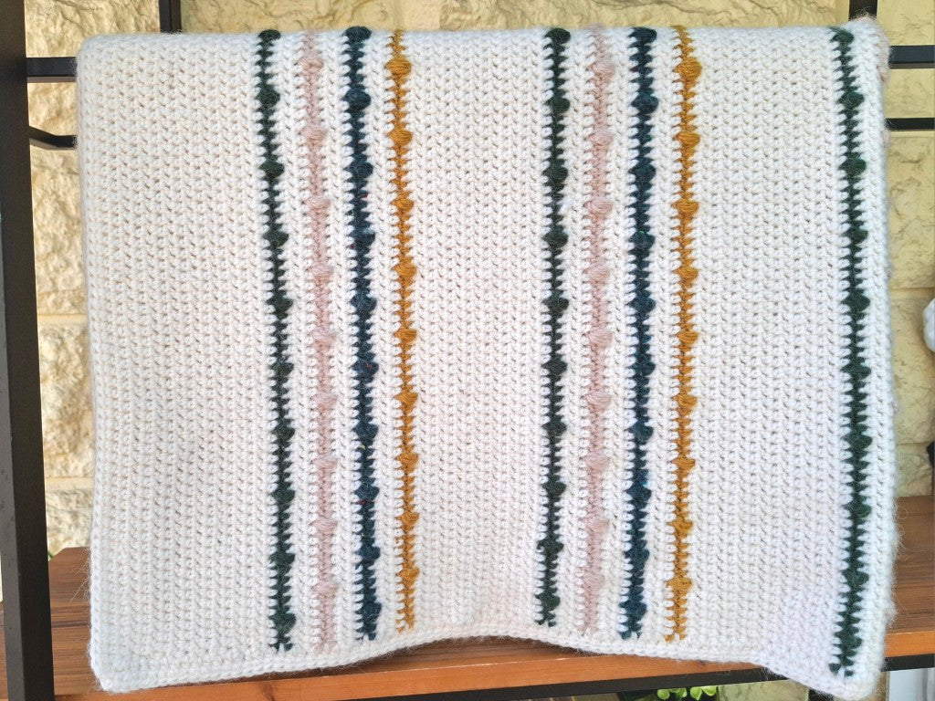 Striped Crochet Wool Baby Blanket