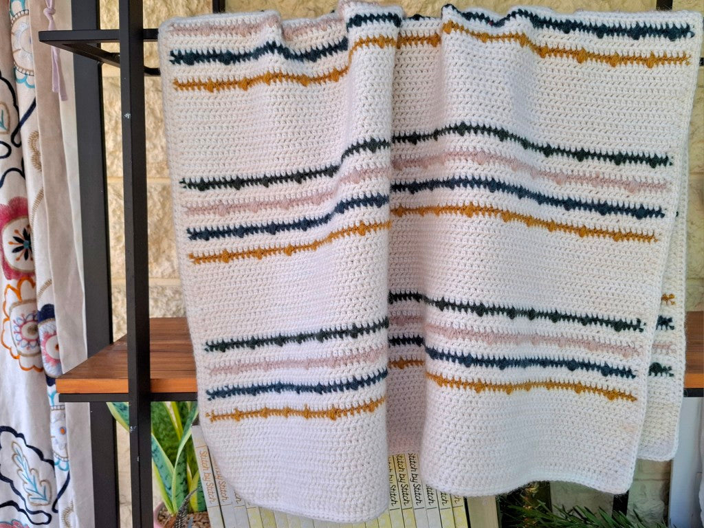 Striped Crochet Wool Baby Blanket