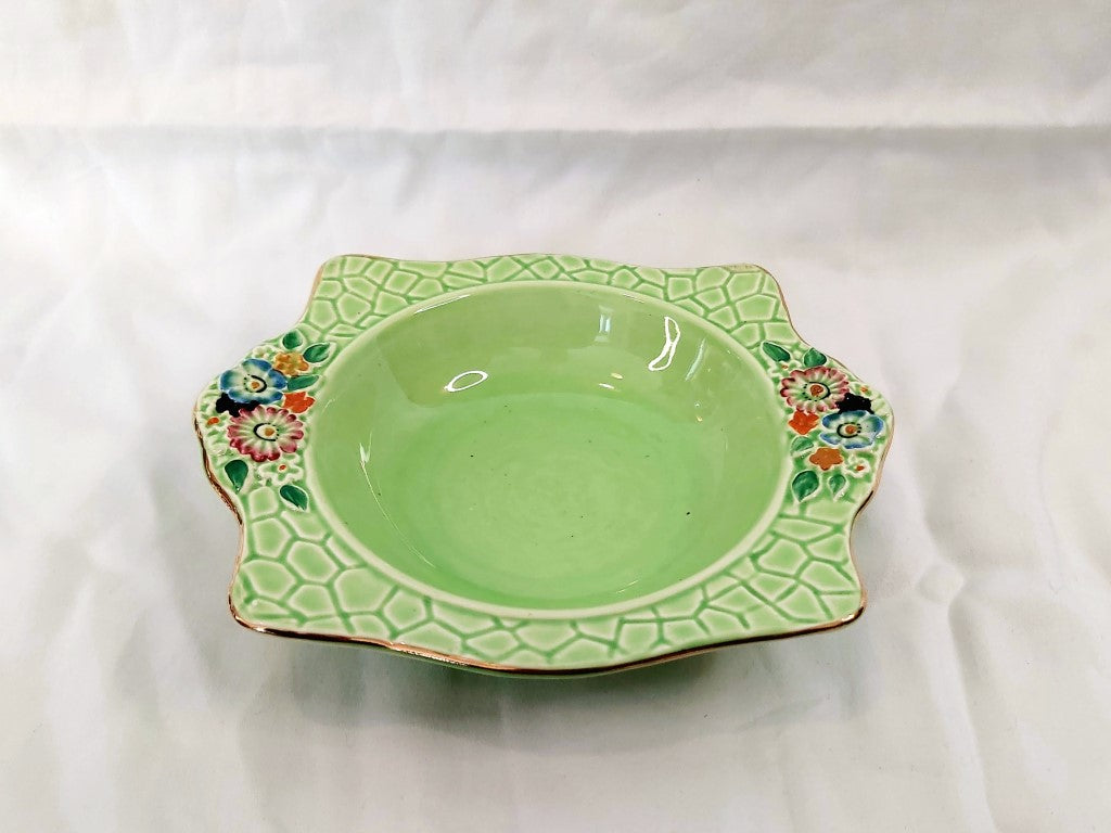 Art Deco Crown Devon Fieldings Green Garden Path Bowl