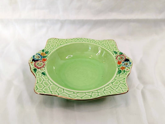 Art Deco Crown Devon Fieldings Green Garden Path Bowl