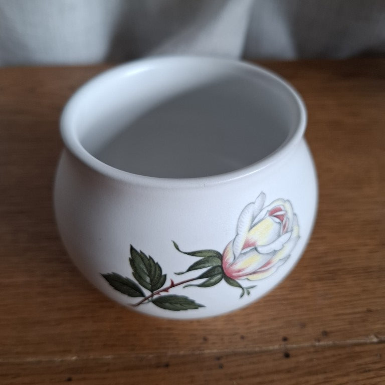 Denby White Rose "Charm" Open Sugar Bowl