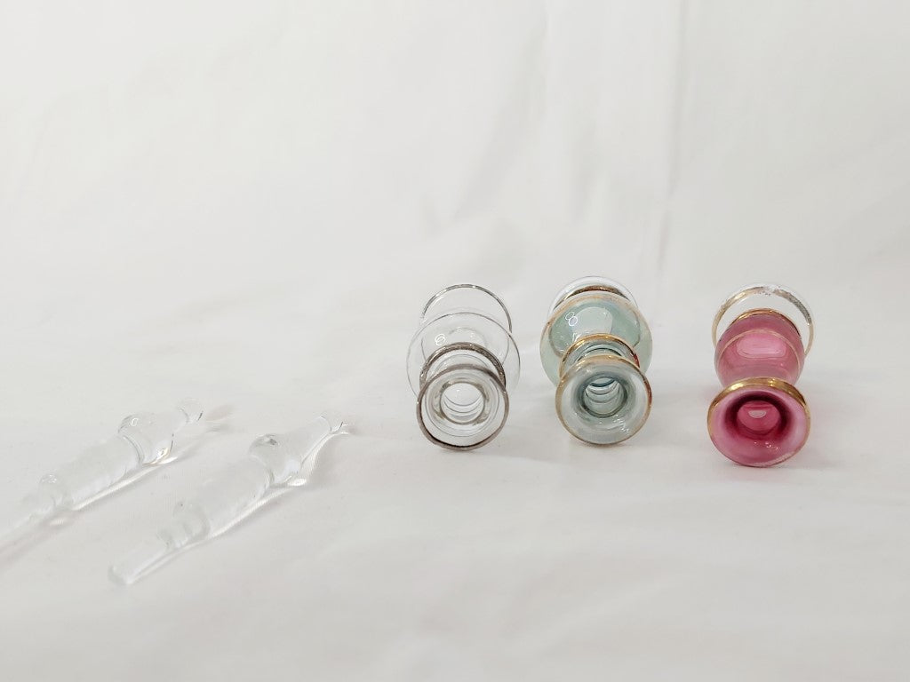 3 Egyptian Perfume Bottles with 2 Stoppers